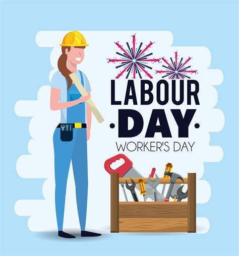 Labour Day Image With Woman Mechanic With Equipment 668570 Vector Art
