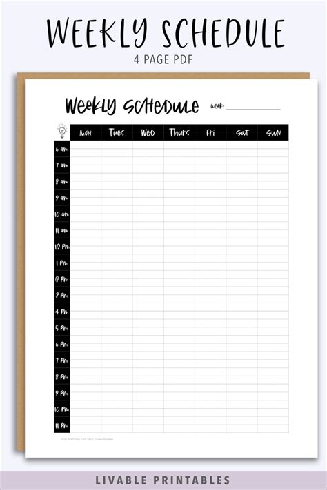 2020 Weekly Hourly Planner Weekly Schedule Weekly Hourly Planner