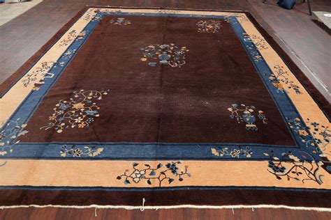 Antique Floral Art Deco Nichols Chinese Area Rug Wool Hand Knotted