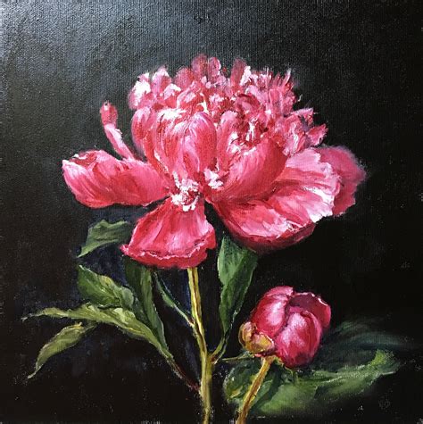 Original Oil Painting Gorgeous Peony Miniature Still Life Etsy