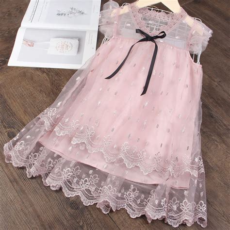 Children Lace Ruffles Bow Dress Toddler Baby Kids Girls Summer Ruched