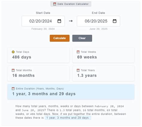 Date Duration Calculator