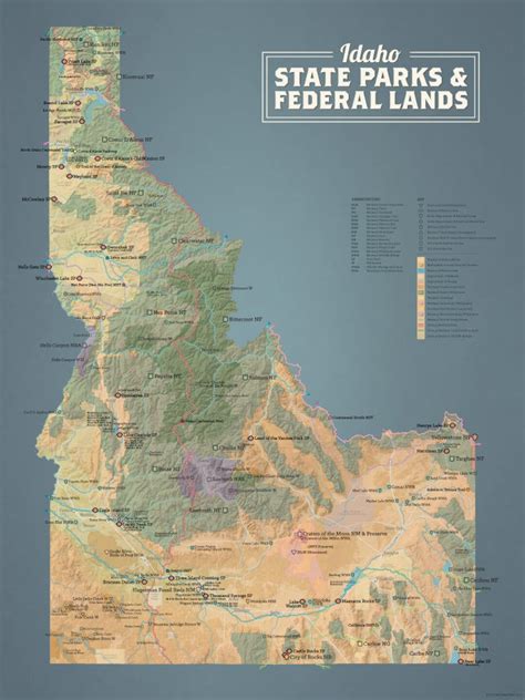 Idaho State Parks And Federal Lands Map 18x24 Poster Etsy