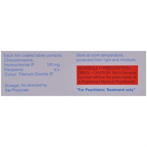 Chlorpromazine Hydrocloride 100 Mg Tablets At Rs 30stripe