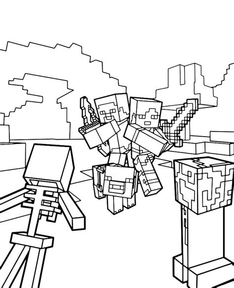 Online Coloring Book Alex And Steve Minecraft Coloring Page Drukuj