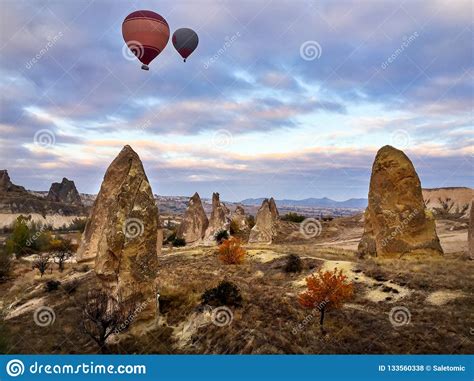 Hot Air Balloon Fly Over Cappadocia Turkey Stock Photo Image Of