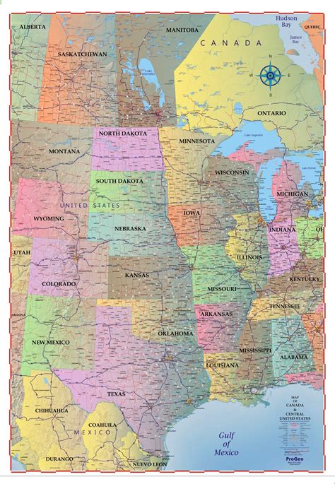 Truckers Wall Map Of Central Canada The United States And Mexico 201