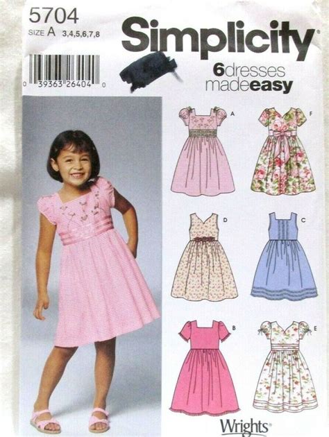 Details About Simplicity Pattern 5704 Sizes 3 8 Childs Dress 6