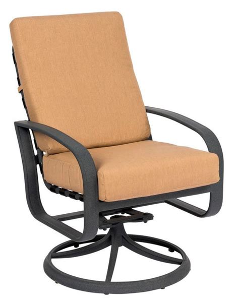 Woodard Cayman Isle Padded Sling High Back Swivel Dining Chair