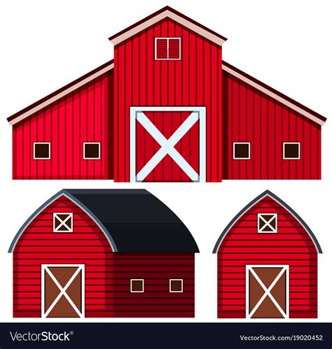 Red Barns In Three Designs Royalty Free Vector Image