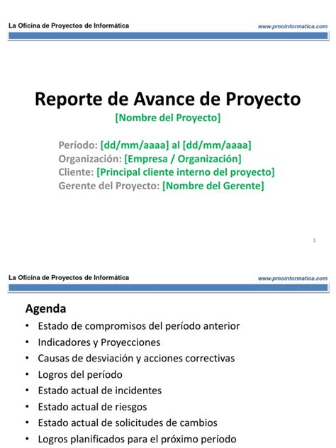 Plantilla Reporte De Avance De Proyecto Pdf Tecnología De