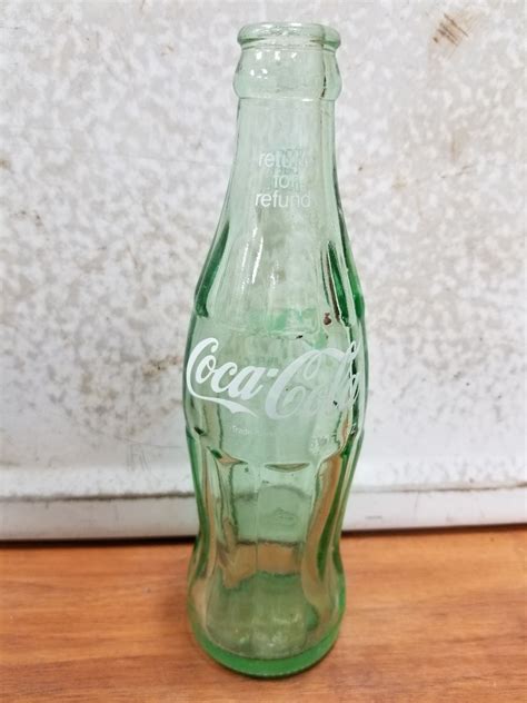 Single 1950s Green Coca Cola Bottle With 2 Large Coke Soda Glasses