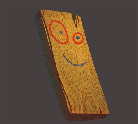 A Piece Of Wood With A Face Drawn On Its Side And Eyes Painted On The
