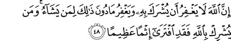 Bismillah hir rahman nir raheem in the name of allah, the most gracious and the most merciful. Surat An-Nisa' 4:48 - The Noble Qur'an - القرآن الكريم
