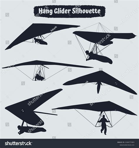 Hang Glider Silhouettes Vector Illustration Stock Vector Royalty Free