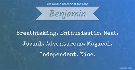One of the most famous benjamins is benjamin franklin, statesman and one of the founding fathers of the united states. The hidden meaning of the name Benjamin | Namious