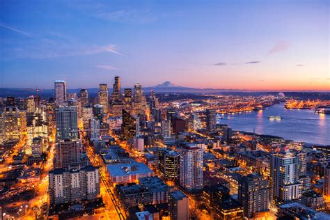 Seattle Skyline At Night View 4k Hd World 4k Wallpapers
