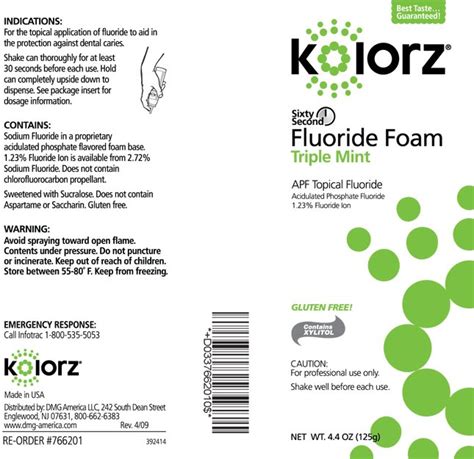 Kolorz Sixty Second Fluoride Foam Fda Prescribing Information Side