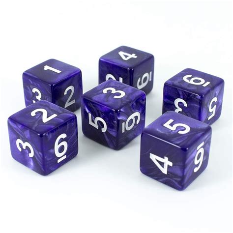 Purple D6 Dice Pearl Effect Set Of Six Paladin Roleplaying