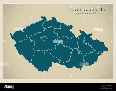 Modern Map Ceska Republika With Regions CZ Stock Vector Image Art