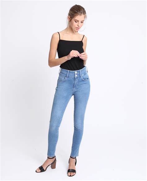 skinny jeans met hoge taille denimblauw 140824683a06 pimkie