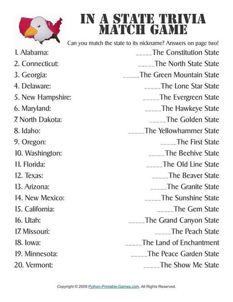 Independance Day State Nicknames Trivia 395 Independance Day