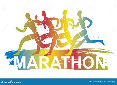 Running Race Four Marathon Runners Stock Vector Illustration Of