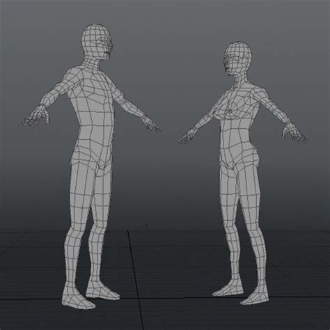 Low Polygon Human Figure Templates 3d Model 25 Obj