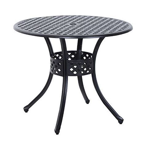 Outsunny Round Cast Aluminum Outdoor Dining Table Black