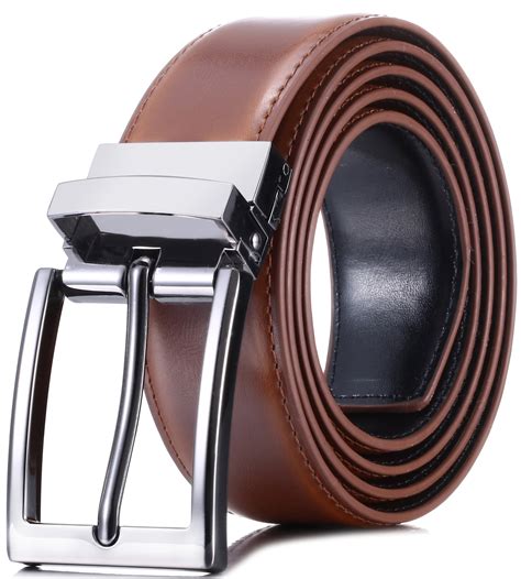 Marino Reversible Leather Belt For Men Classic Dress Belt Wide