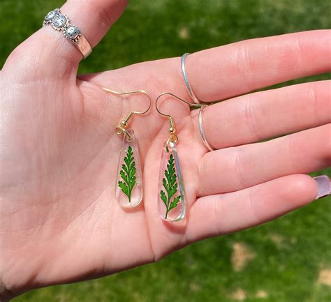 Green Plant Earrings Etsy