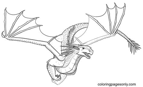 Icewing Dragon Is Flying Coloring Pages Wings Of Fire Coloring Pages