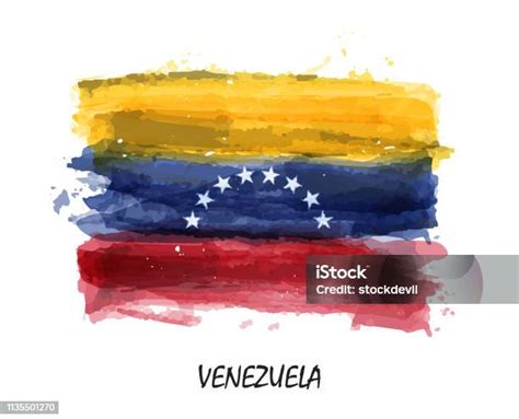 현실적인 수채화 그림 베네수엘라의 국기입니다 벡터 베네수엘라에 대한 스톡 벡터 아트 및 기타 이미지 베네수엘라 기 수채화