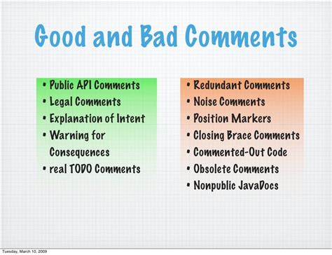 Good and Bad Comments