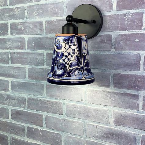 Ceramic Wall Light | Mexican Talavera Pottery | Vintage Retro Style