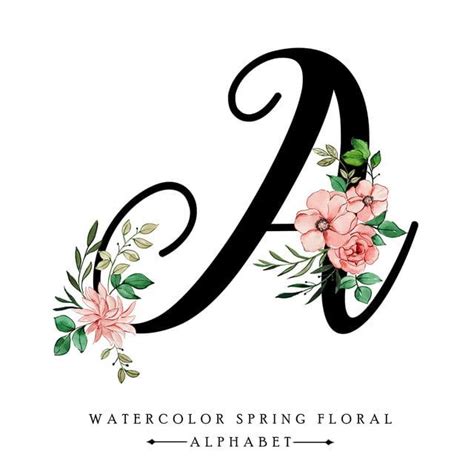 Watercolor Spring Floral Alphabet Letter A Letter A Clipart