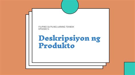 Deskripsiyon Ng Produkto Filipino Sa Piling Larang Techvoc Youtube
