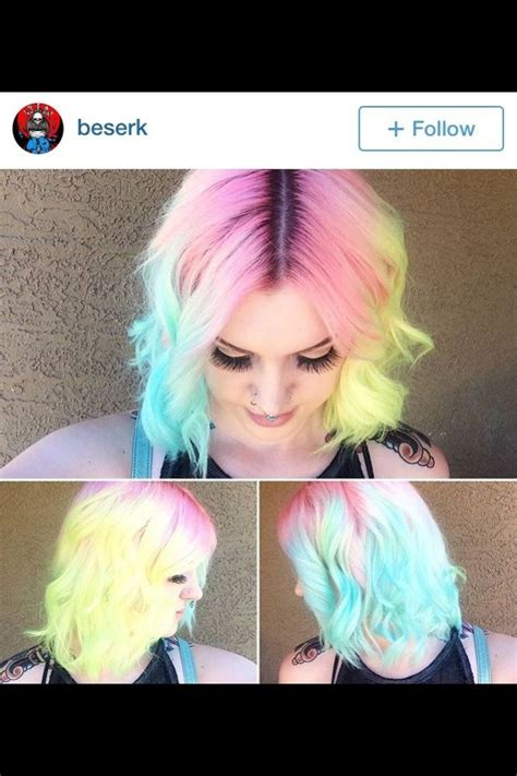 Half And Half Pink Hair Blue And Yellow Hair Dye Colors Bright Hair