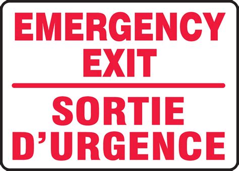 Emergency Exit D Urgence Bilingual French Safety Sign Fbmadm510m