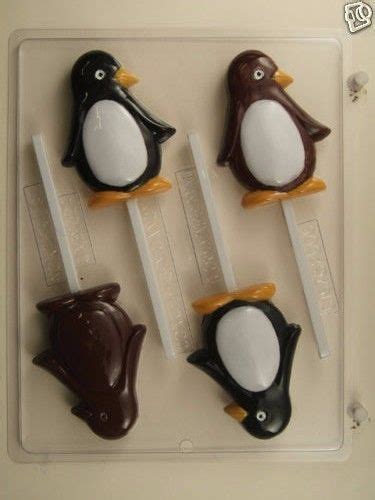 Penguin Lollipop Clear Plastic Chocolate Candy Mold C167 Christmas