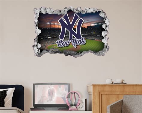 New York Yankees Wall Sticker Decal 3d Home Decor Texture Etsy