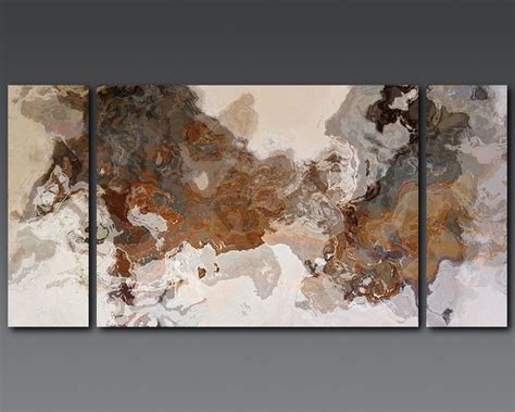 Oversize Triptych Abstract Art 30x60 To 40x78 Stretched Canvas Etsy