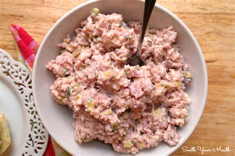 We love this spread on crackers as a dip, and especially on a roughly chop the diced ham and hard boiled eggs until nearly minced. South Your Mouth: Ham Salad
