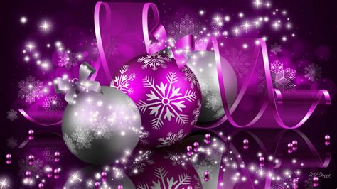 Silver And Purple Christmas Ornaments Fond Décran Hd Arrière Plan