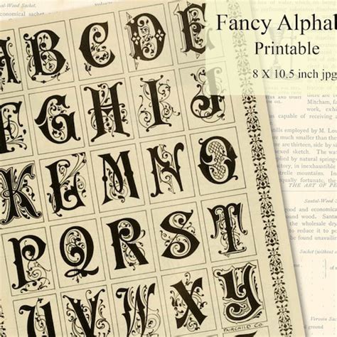 Fancy Alphabets Printable Bold And Decorative Vintage Letters Etsy