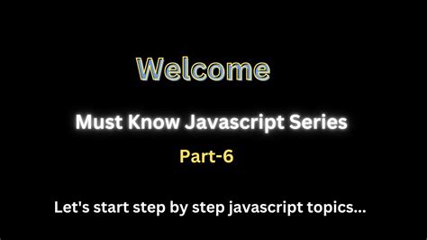 Part Must Know Javascript Series Youtube