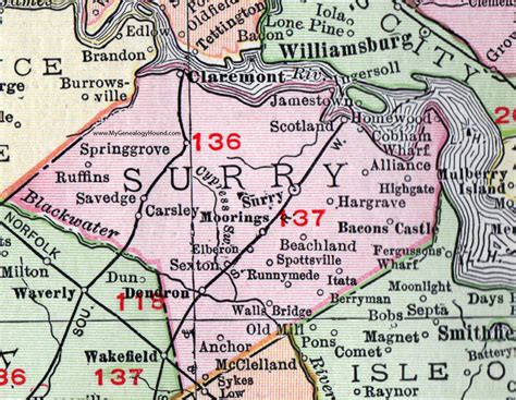 Surry County Virginia Map 1911 Rand Surry Virginia Map Virginia