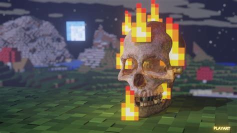 Skull On Fire Full Credits To U Playart20 Minecraft Minecraft