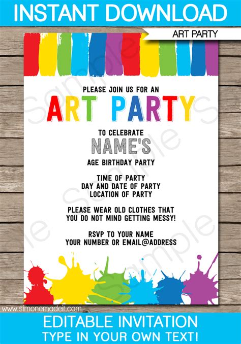 Apple mac pages microsoft publisher adobe illustrator ai. Art Party Invitations Template (With images) | Art party ...