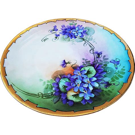 Attractive Favorite Bavaria 1900s Hand Painted Violets 9 18 Floral